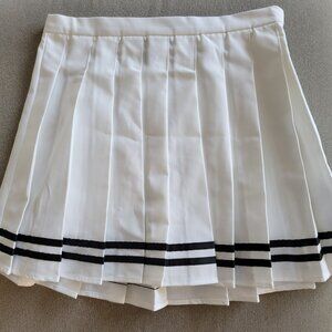 NWT Varsity-Striped Pleated Mini Skirt White Sz S